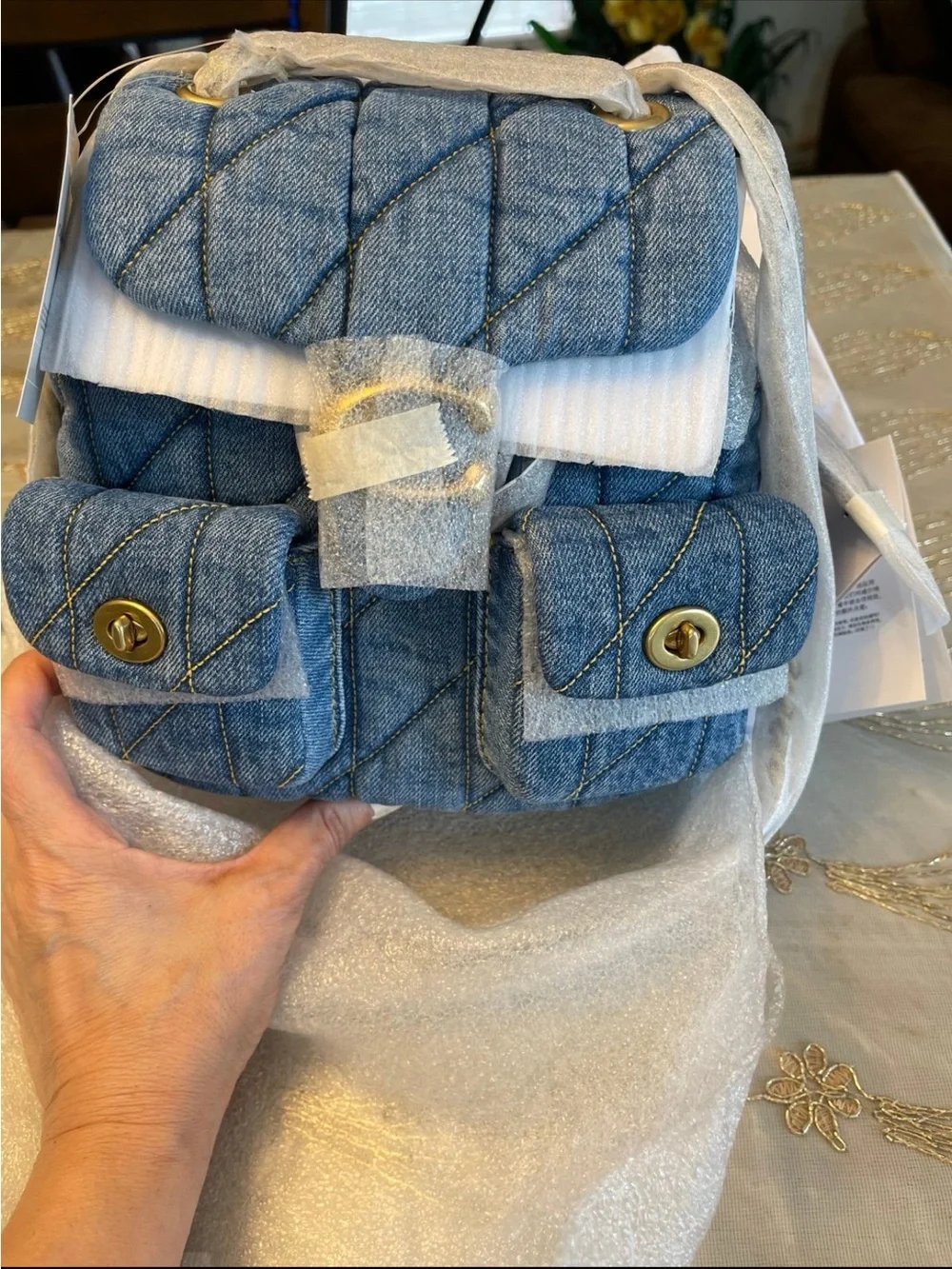 Coach quilted denim